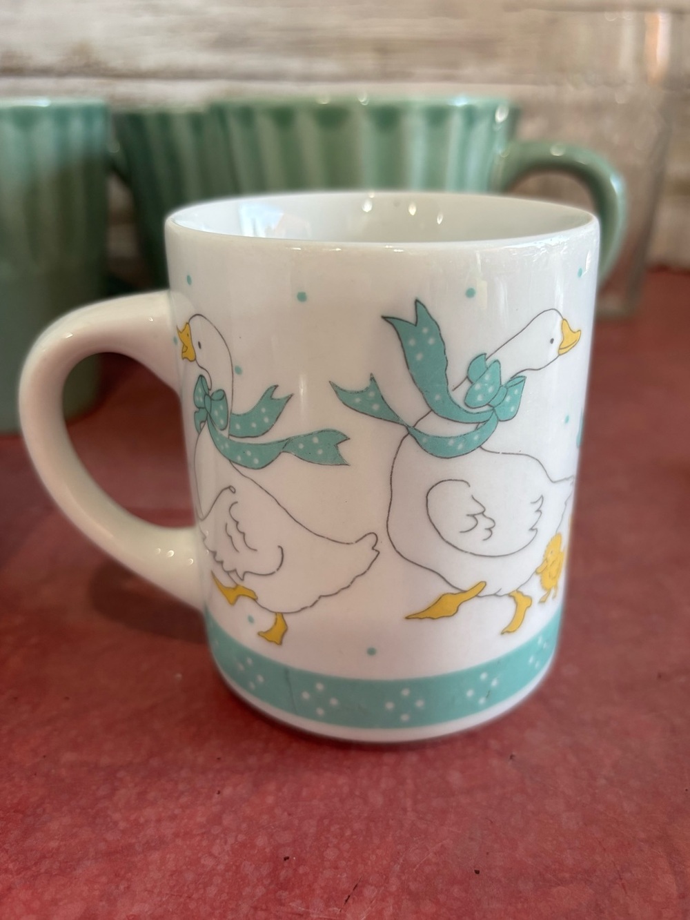 Vintage country geese with babies coffee mug